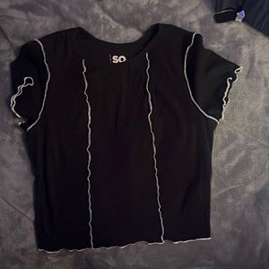 Black shirt with white stripes